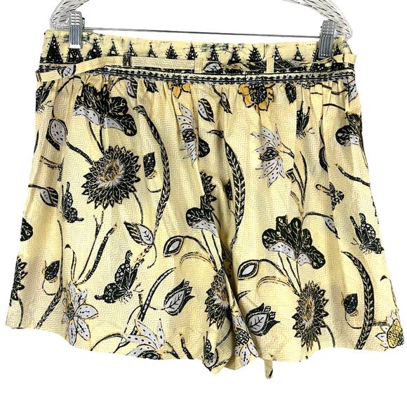 Ulla Johnson NWT Rowan Botanical Print Cotton Shorts Size 14 High Rise Tie Belt - Picture 3 of 10